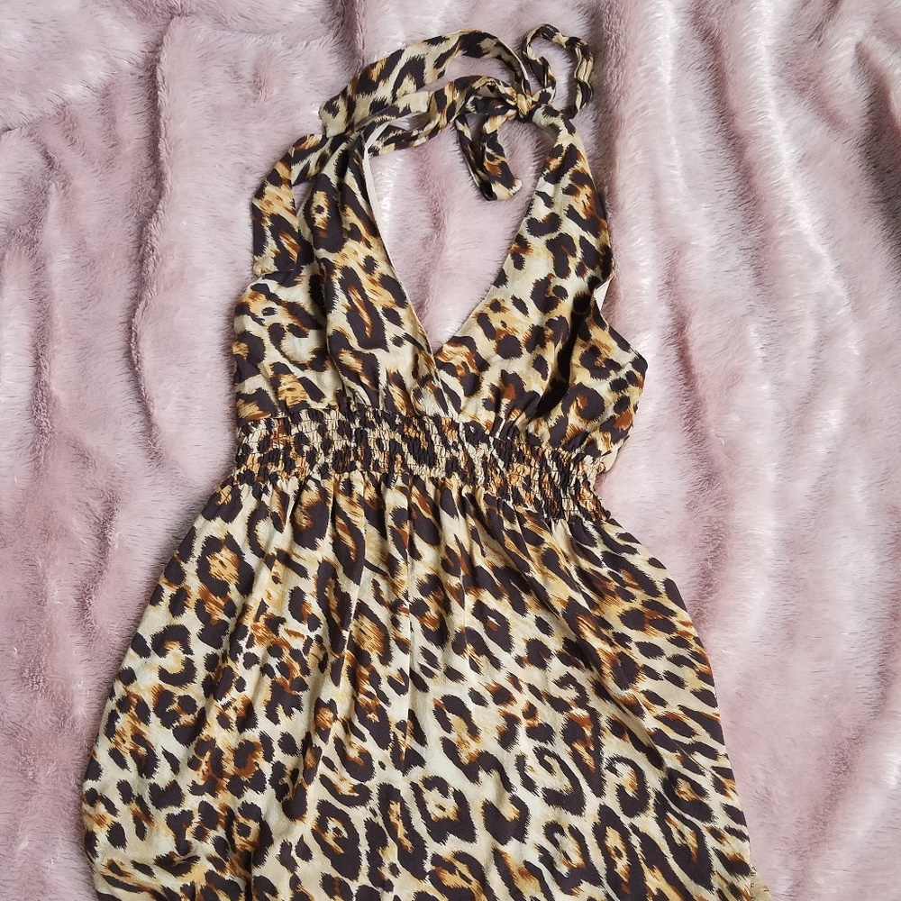 Long Leopard Animal Print Halter Top